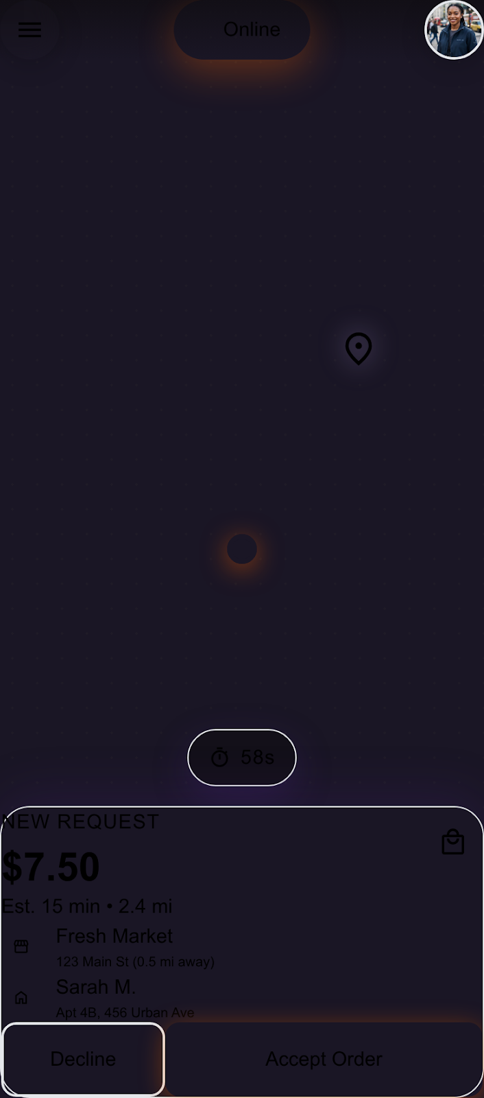 Driver app active requests